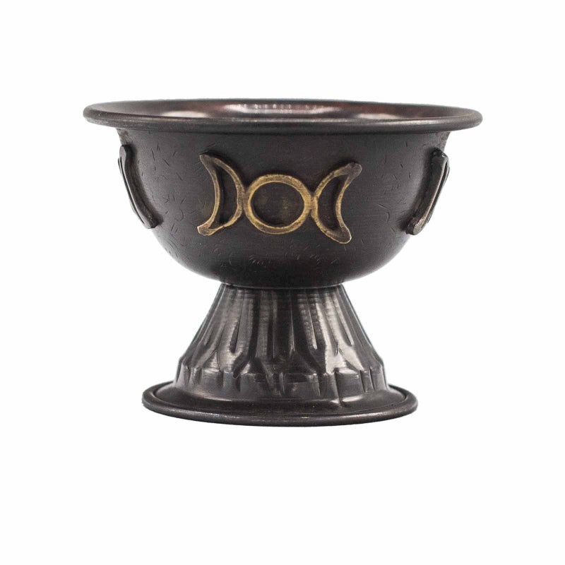 Antique Copper Ritual Chalice Triple Moon 10x8cm |  ritual artefact magical authentic