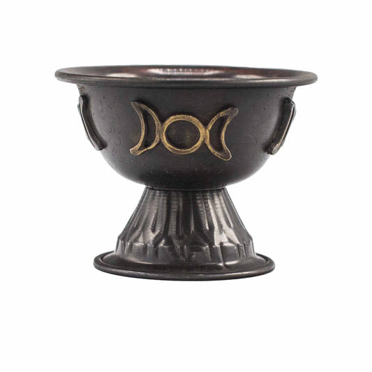 Antique Copper Ritual Chalice Triple Moon 10x8cm |  ritual artefact magical authentic